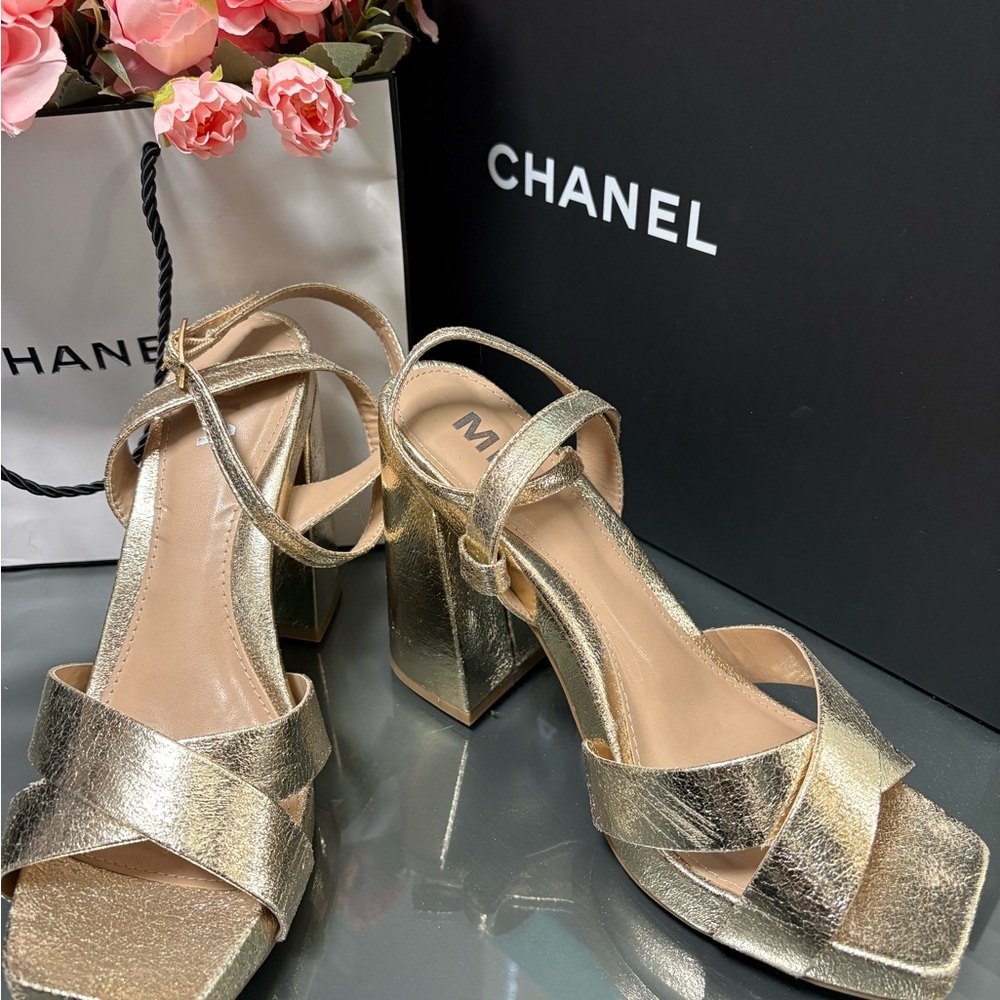 Metallic Gold Heeled Sandals